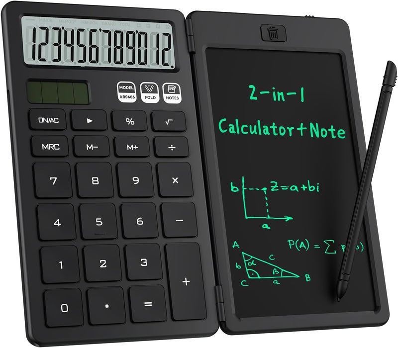ROATEE Desk Calculator with Erasable LCD Notepad Calculators Desktop Basic Calculators for Middle School Cute Pocket Simple Calculator Office Desk Accessories Supplies Home Office Essential Big Button - Image 1